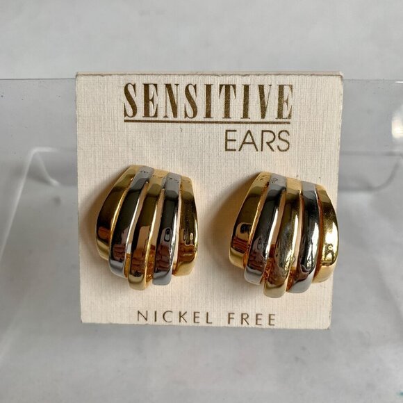 Sensitive Ears Nickel Free Clip On Earrings Vintage Gold Silver - Picture 1 of 4